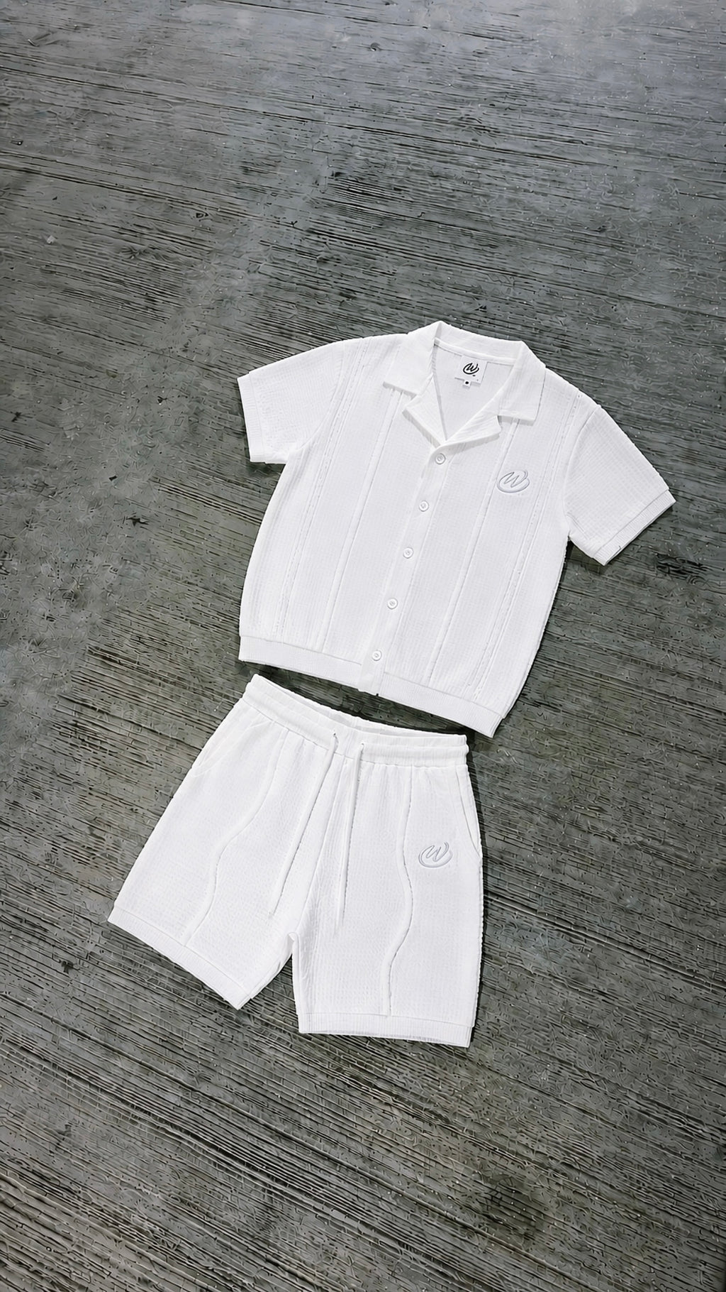 CHPWSE WAFFLE KNIT SHIRT - WHITE