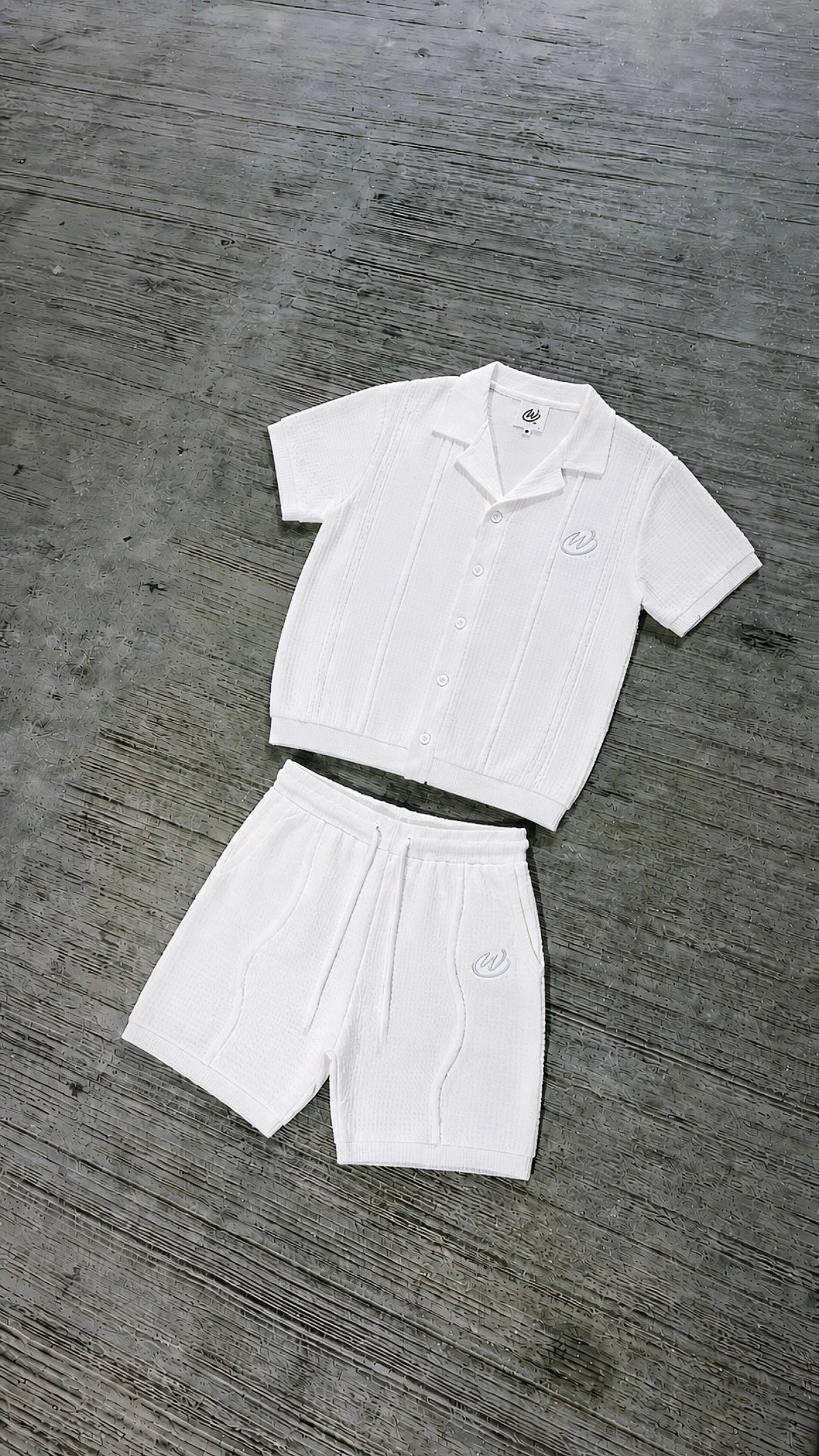 CHPWSE WAFFLE KNIT SHORT - WHITE