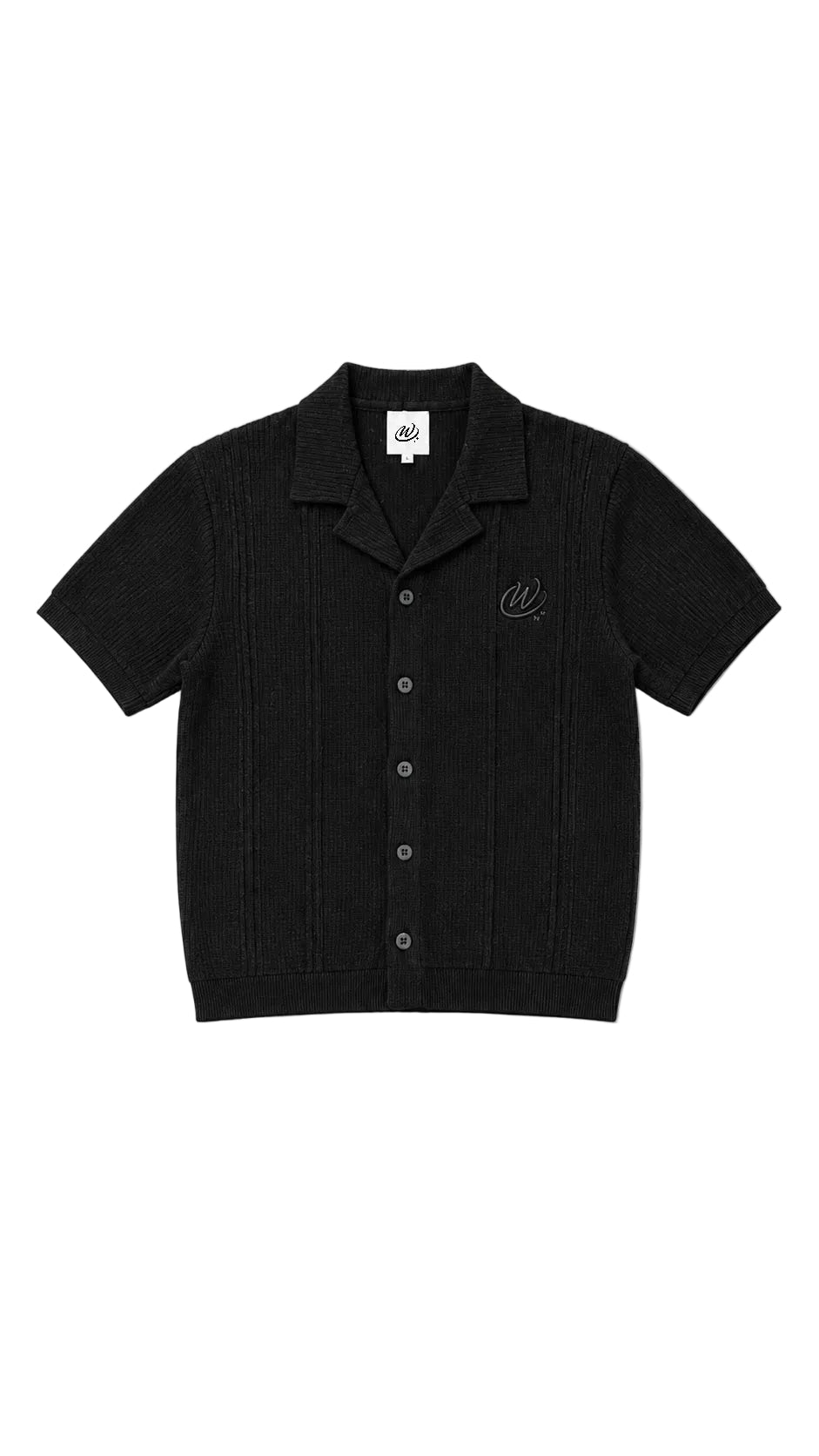 CHPWSE WAFFLE KNIT SHIRT - BLACK