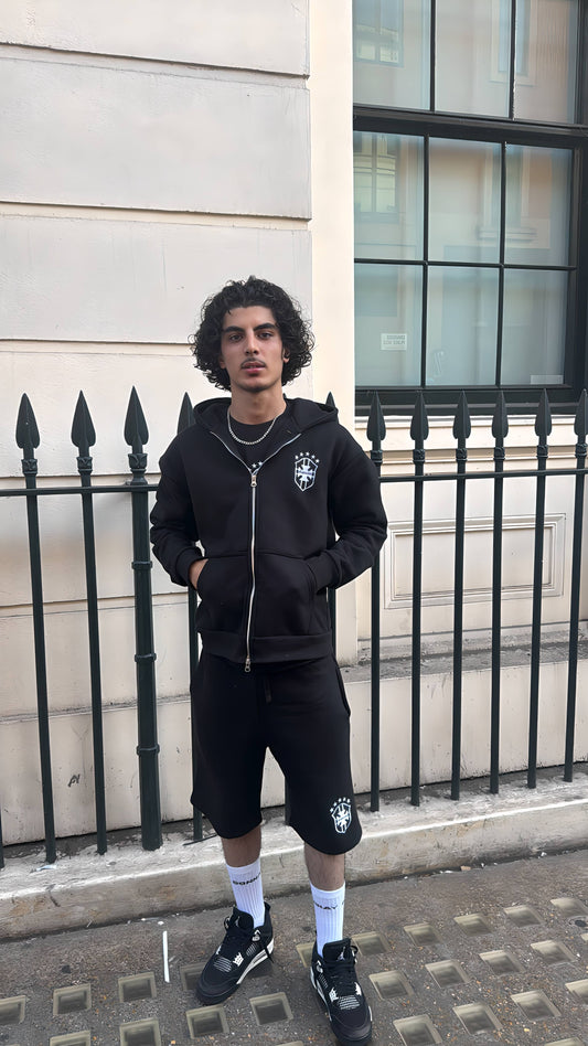 BLACK BRAZIL ZIP-UP HOODIE